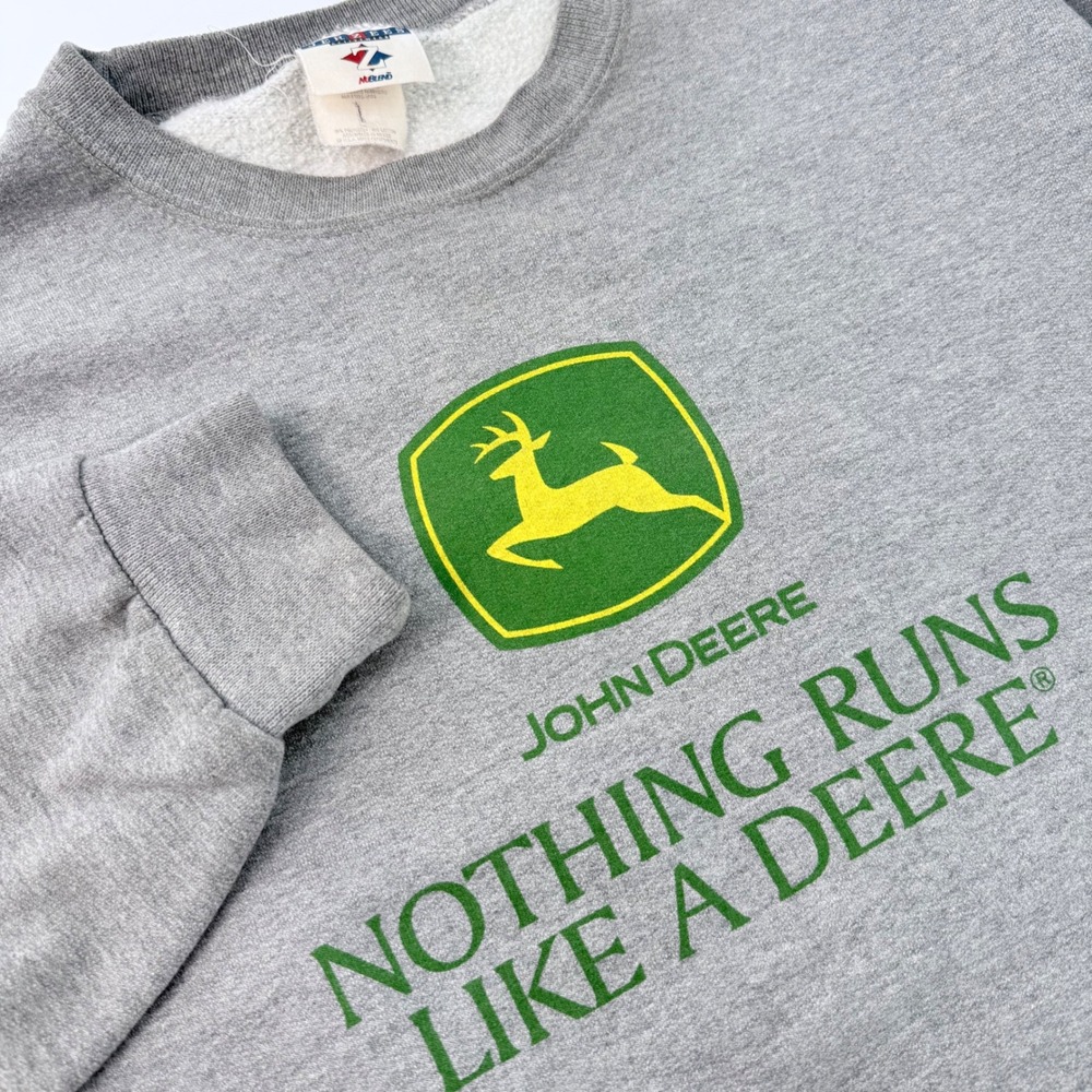 Vintage Jerzees John‎ Deere Sweatshirt Mens XL Gray Crewneck Pullover 90s Y2K